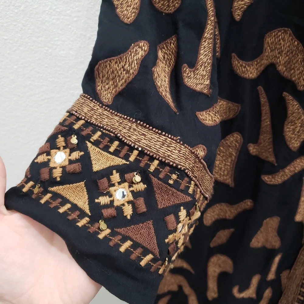 Soft Surroundings Anantara Black Embroidered Shift Dress Size Medium NWT - Picture 8 of 12